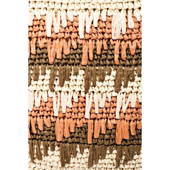 Fame Straw Braided Striped Tote Bag - Picture 3 of 4